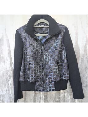 REVUE Wool Blend Bomber Jacket Women's XL Full Zip Checkered Moody
